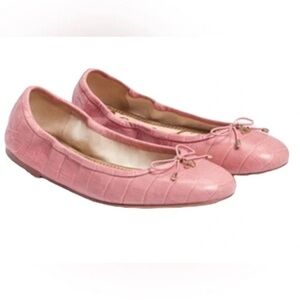 NEW SAM EDELMAN FELICIA CROC EMBOSSED BALLET FLATS IN CHERRY BLOSSOM 7